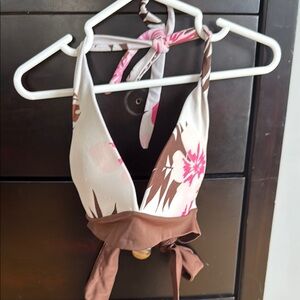 La Vie En Rose Floral Bikini Top - Pink and Brown